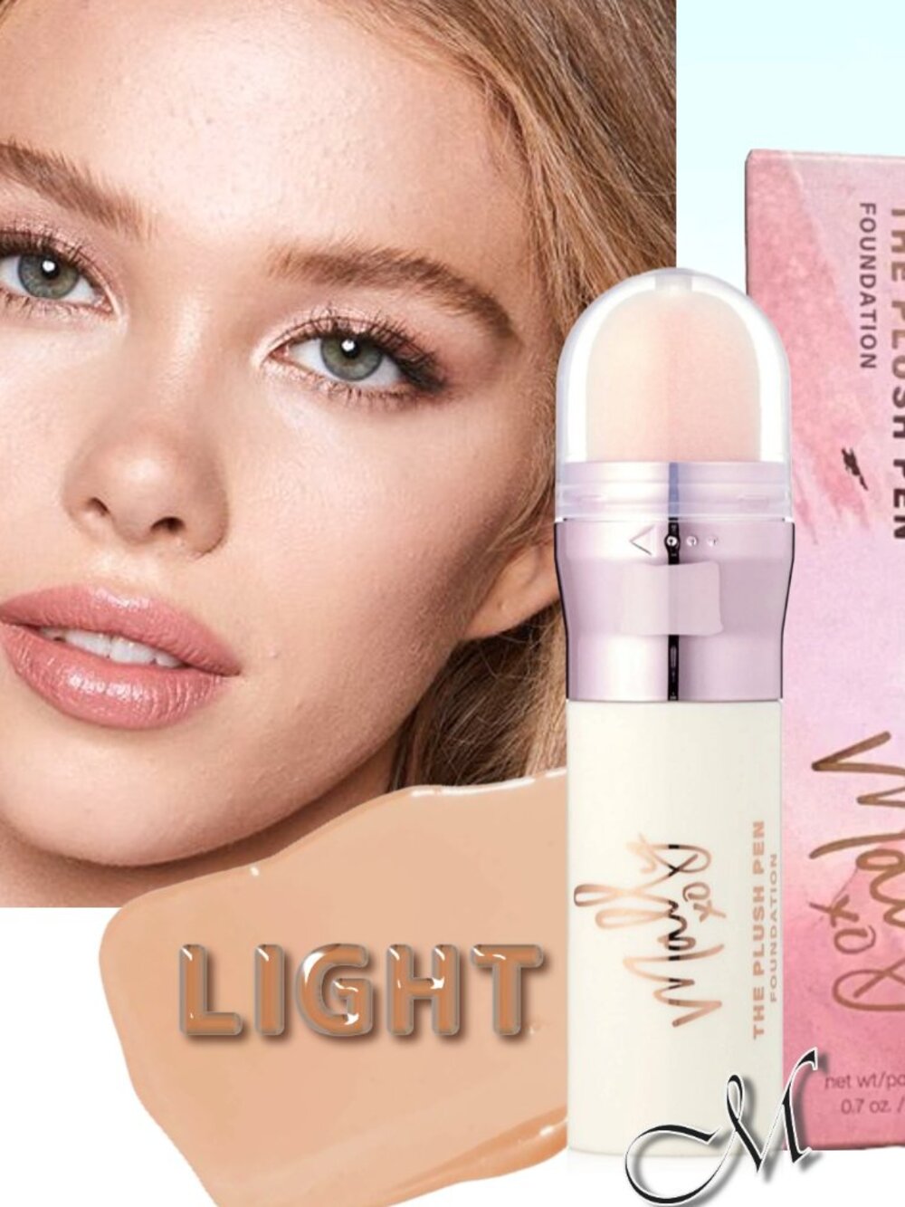 Mally XO The Plush Pen Brightening Foundation ~ Light (Beige) 0304 NIB 20g